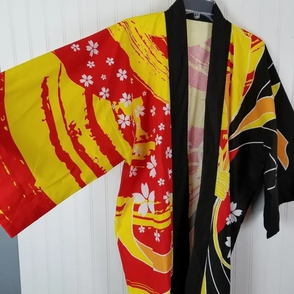 Haori Jacket Short Kimono Womens Vibrant Multicolor Cotton Japanese OS Statement - Picture 3 of 9